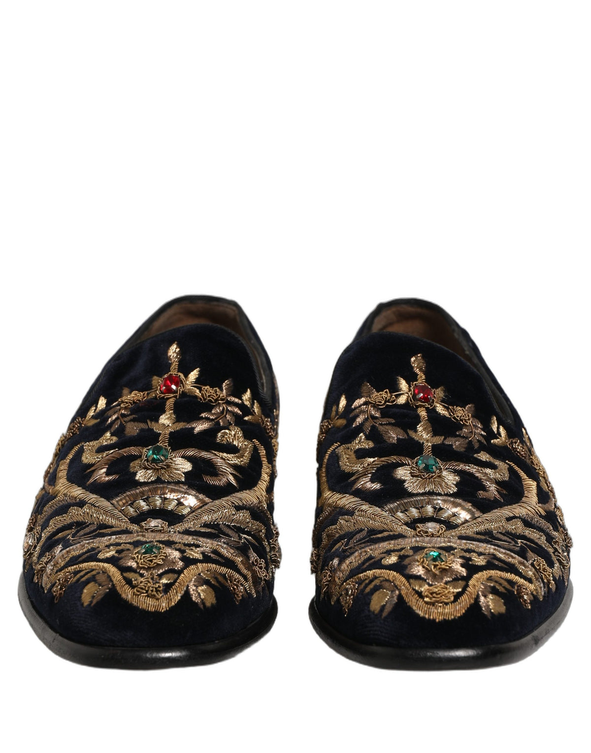 Black Velvet Embellished Dress Loafers Shoes