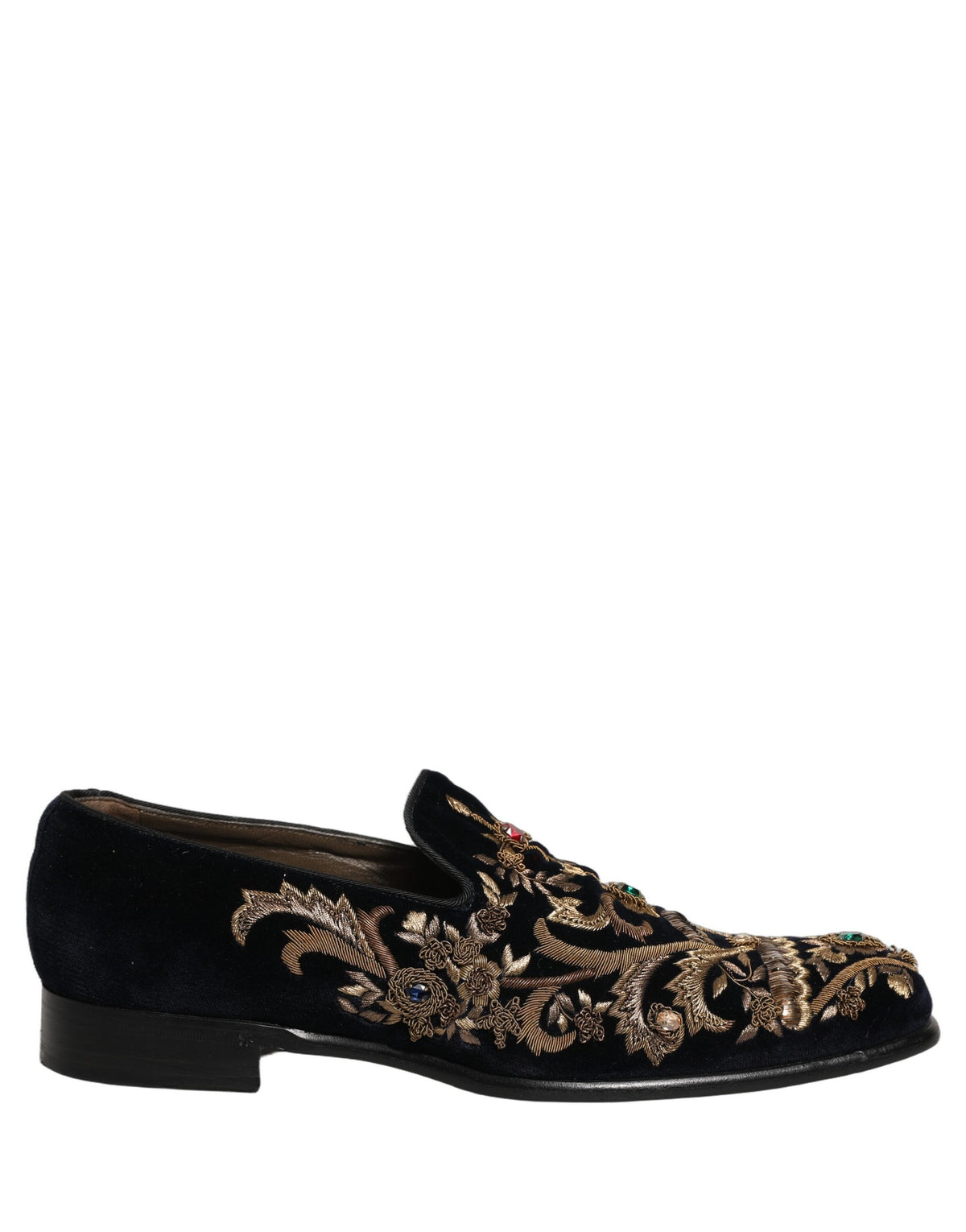 Black Velvet Embellished Dress Loafers Shoes