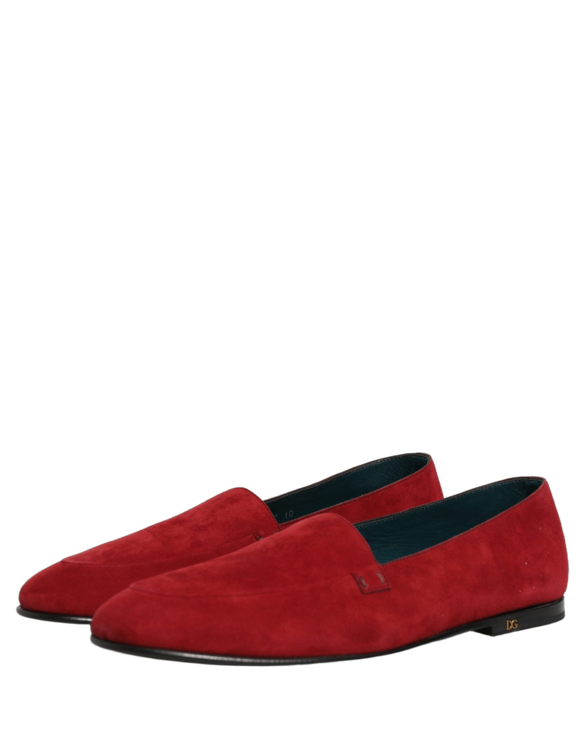 Red Suede Logo Slip On Flats Loafers Shoes