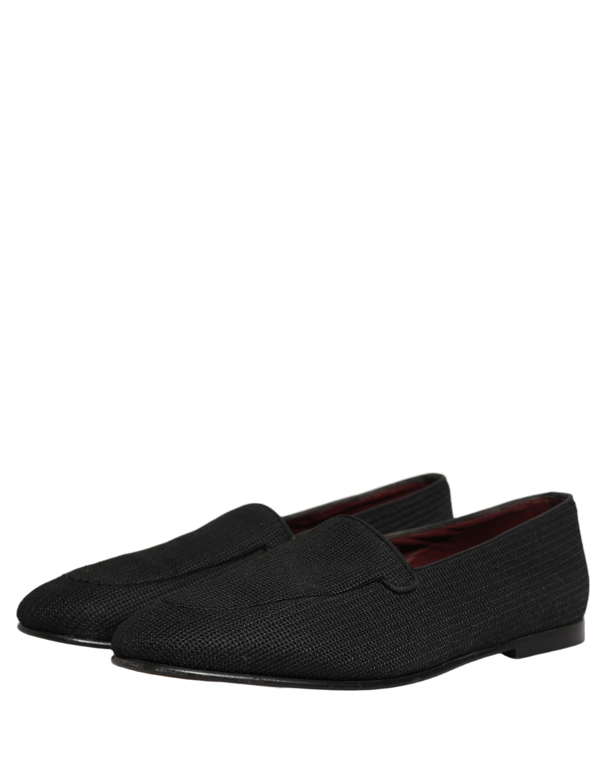 Black Woven Men Slip On Dress Loafers Shoes