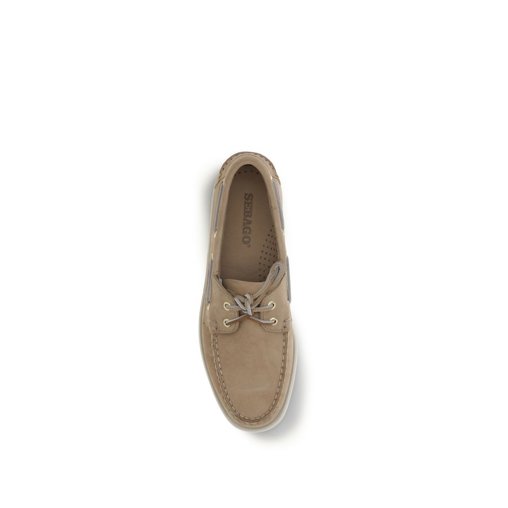 Beige Calf Leather Bos Taurus Slip-On Loafers