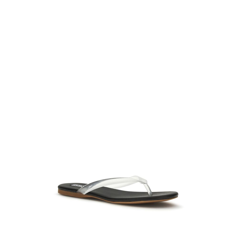 Black Calf Leather Bos Taurus Flip-Flop Sandals