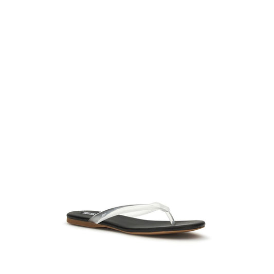 Black Calf Leather Bos Taurus Flip-Flop Sandals