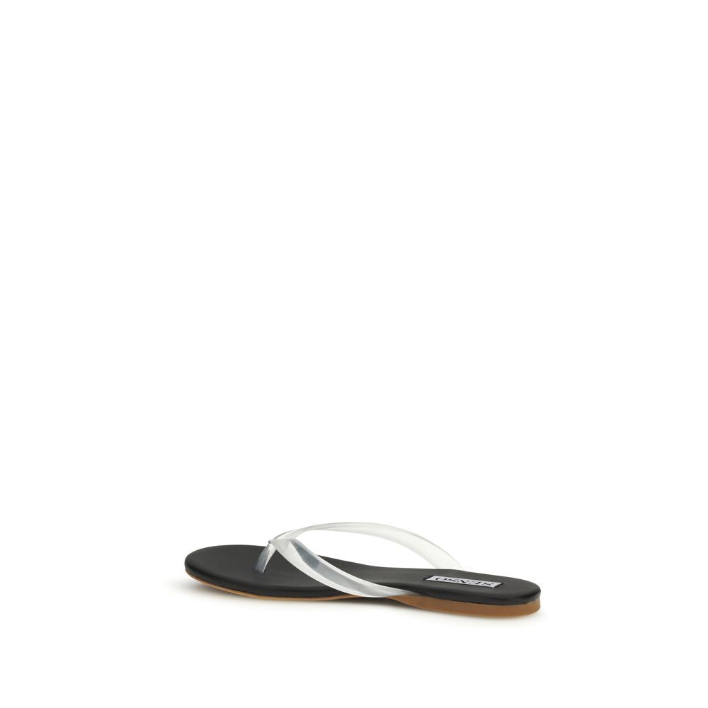 Black Calf Leather Bos Taurus Flip-Flop Sandals