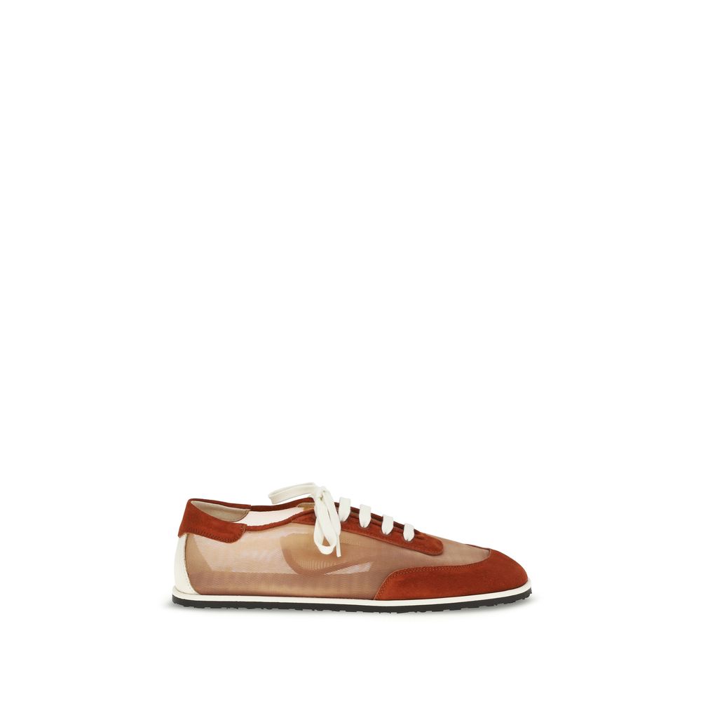 Red Polyester Low Top Sneakers