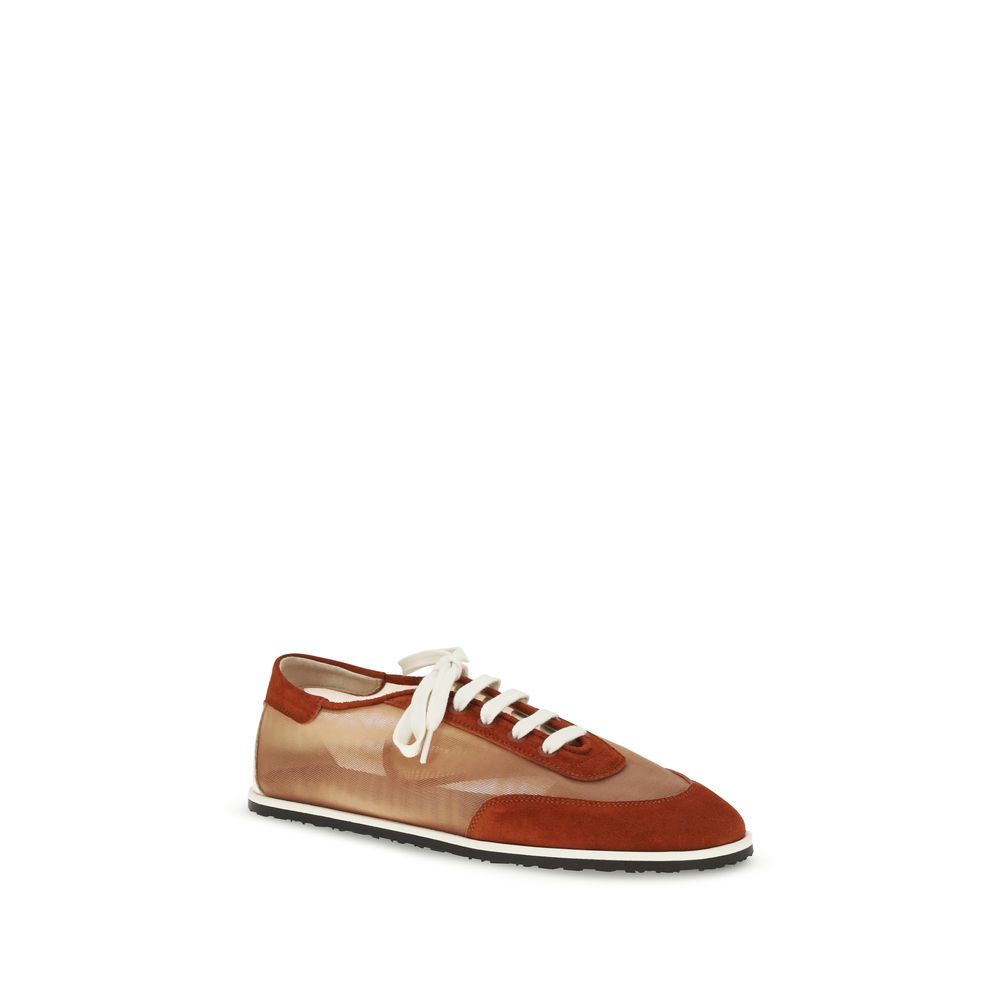 Red Polyester Low Top Sneakers