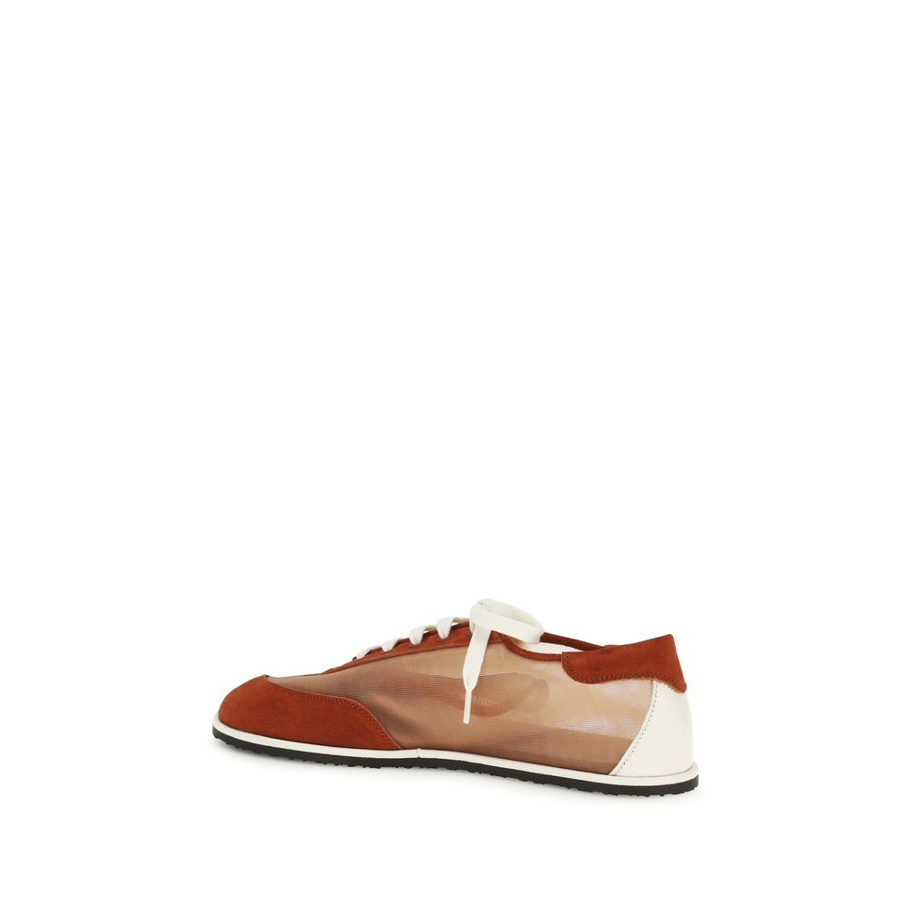 Red Polyester Low Top Sneakers