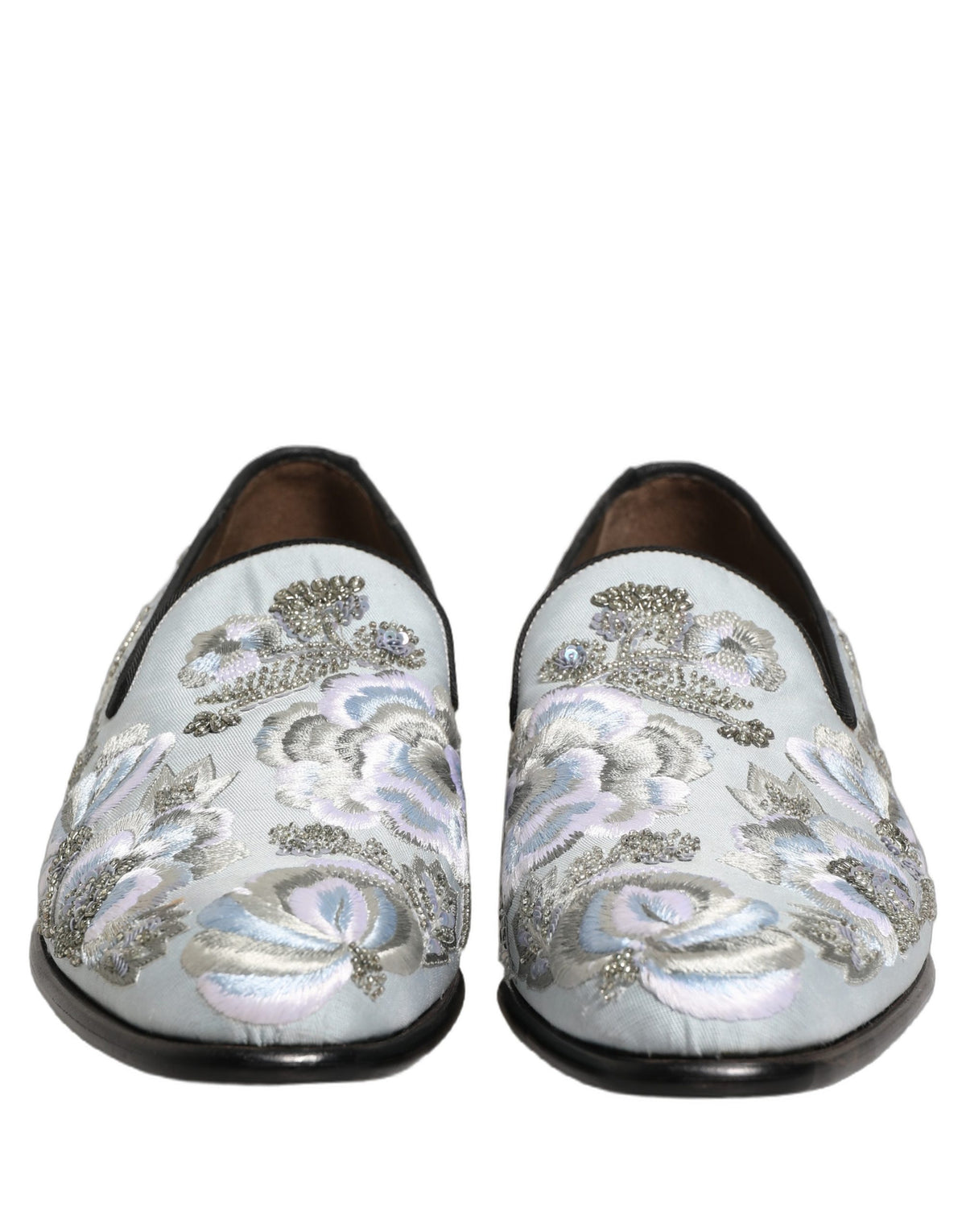 White Floral Embellished Men Loafers Shoes