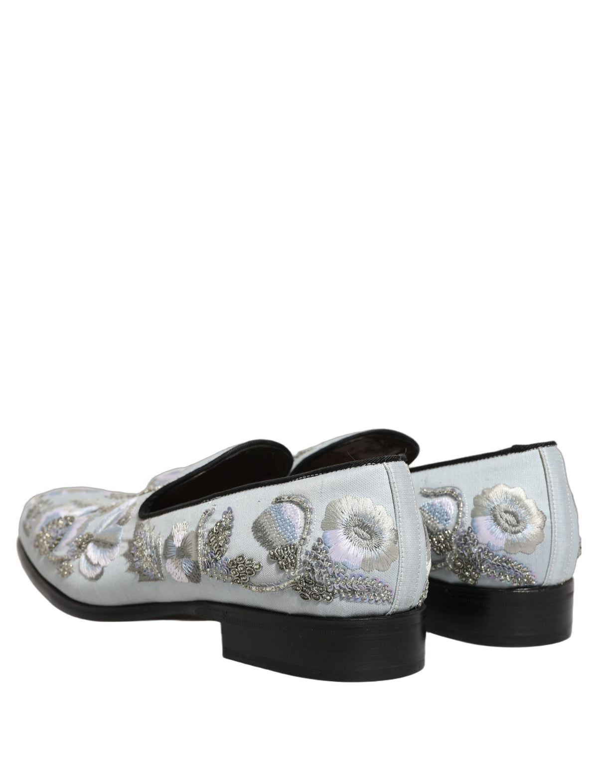 White Floral Embellished Men Loafers Shoes