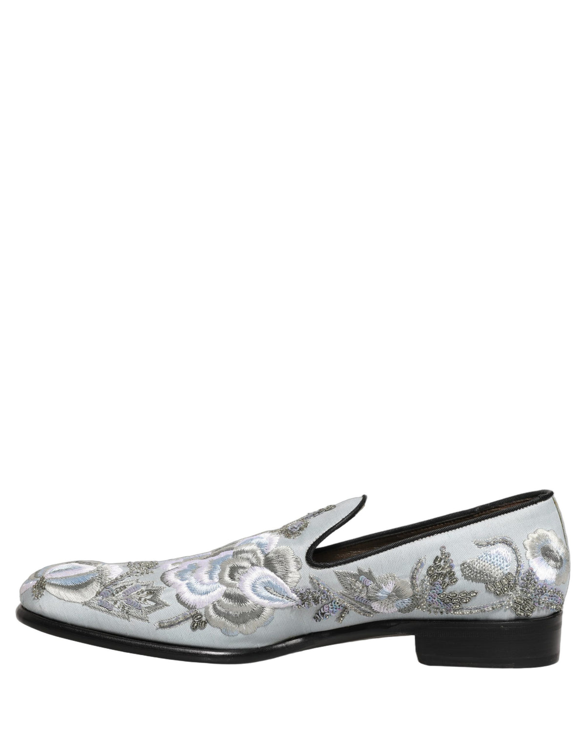 White Floral Embellished Men Loafers Shoes