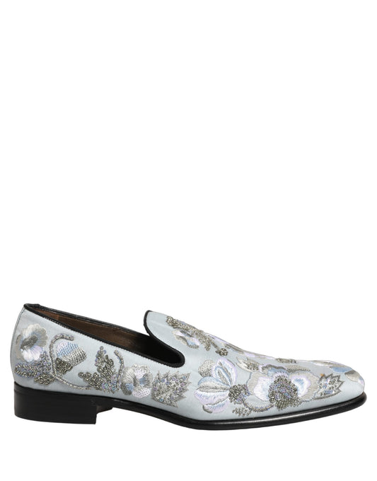 White Floral Embellished Men Loafers Shoes