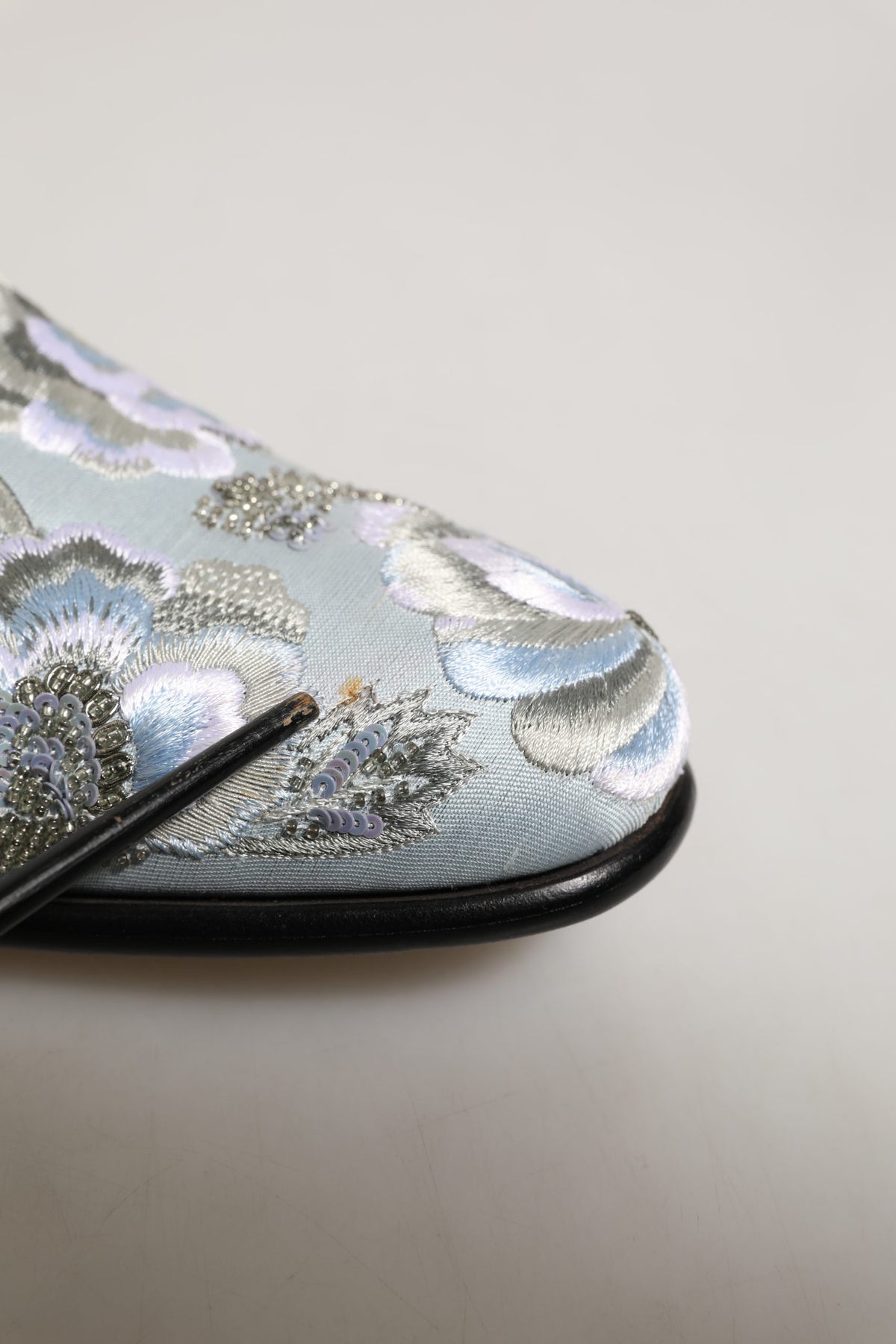 White Floral Embellished Men Loafers Shoes