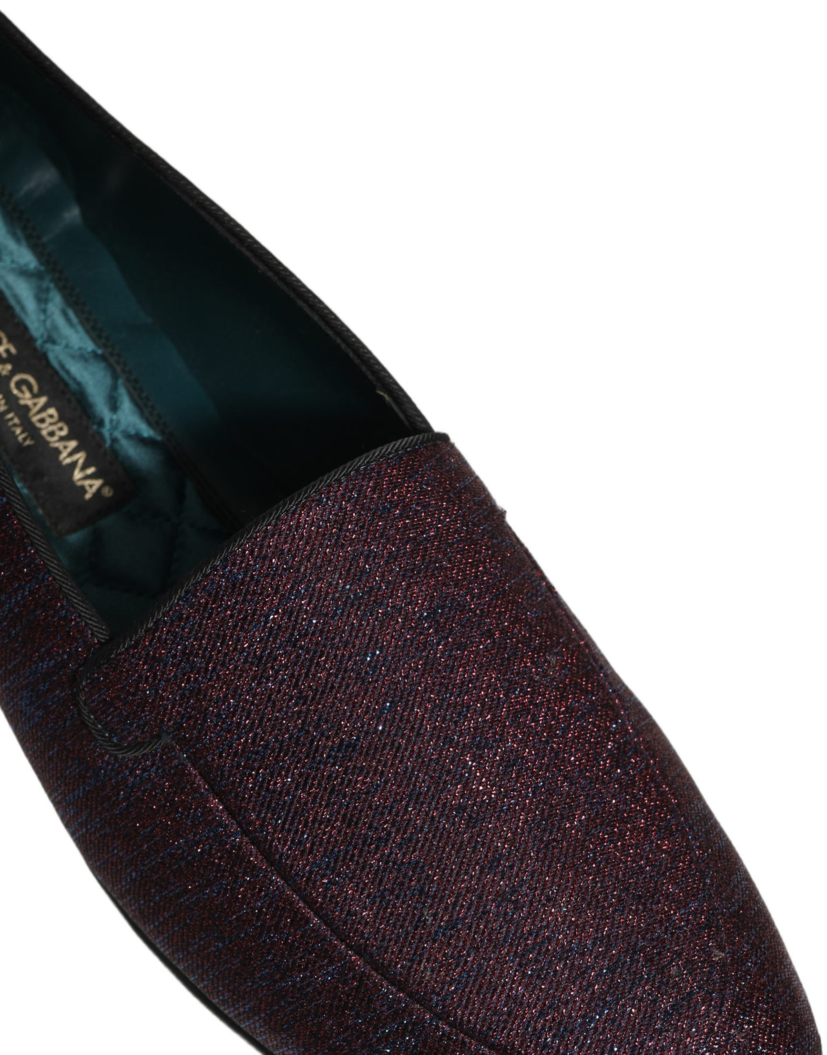 Maroon Glitter Lurex Logo Dress Loafers Shoes
