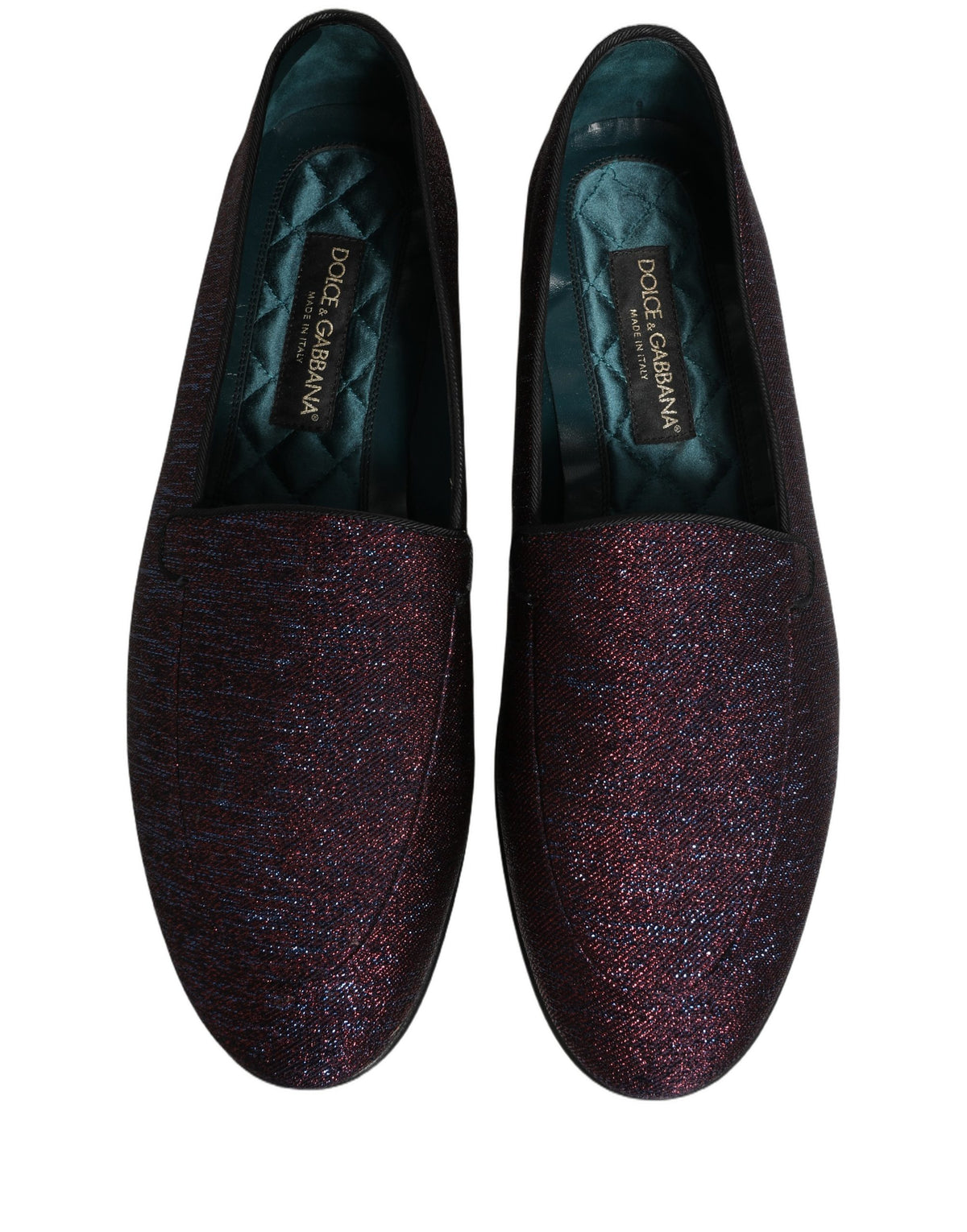 Maroon Glitter Lurex Logo Dress Loafers Shoes