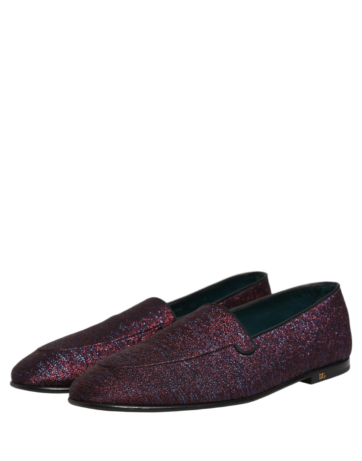 Maroon Glitter Lurex Logo Dress Loafers Shoes