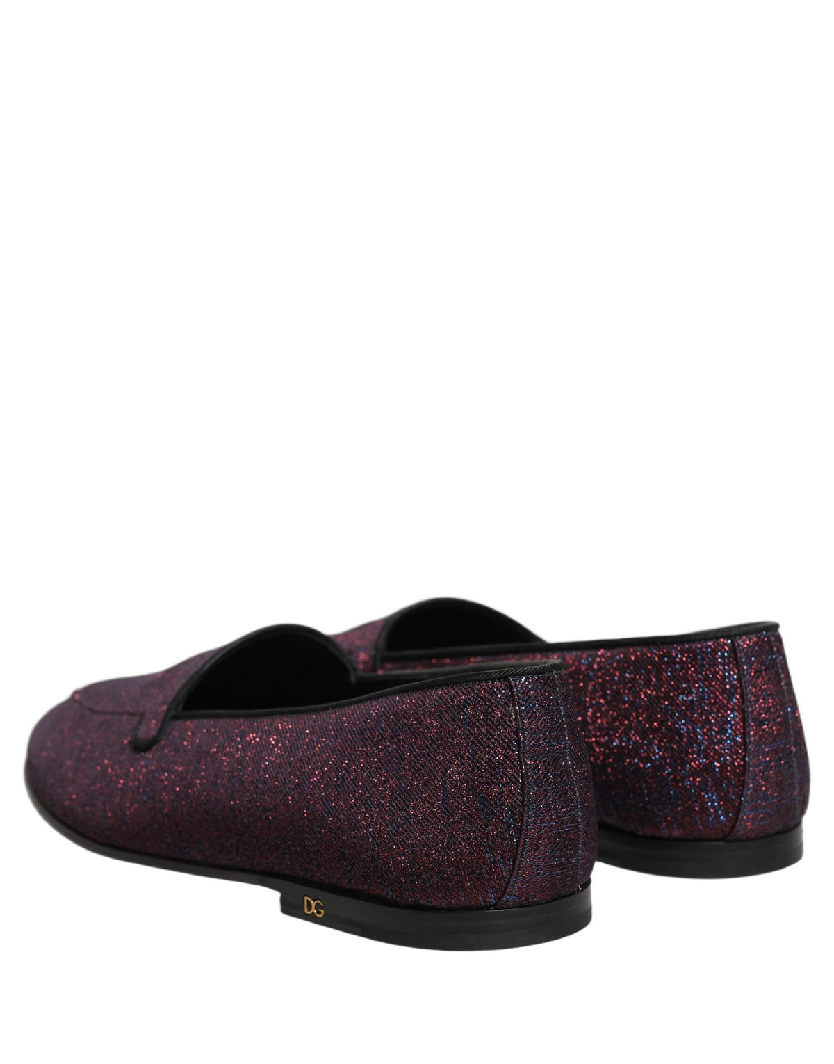 Maroon Glitter Lurex Logo Dress Loafers Shoes
