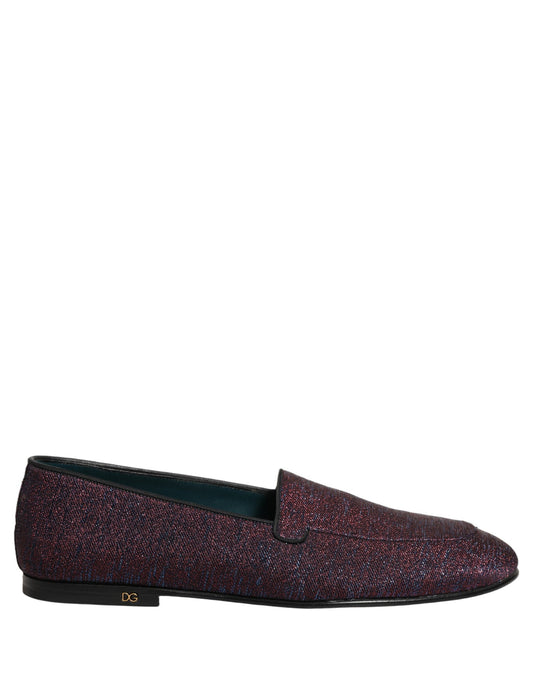 Maroon Glitter Lurex Logo Dress Loafers Shoes