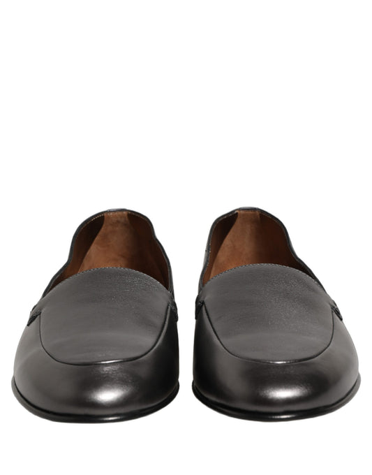 Silver Leather DG Logo Slip On Loafers Shoes