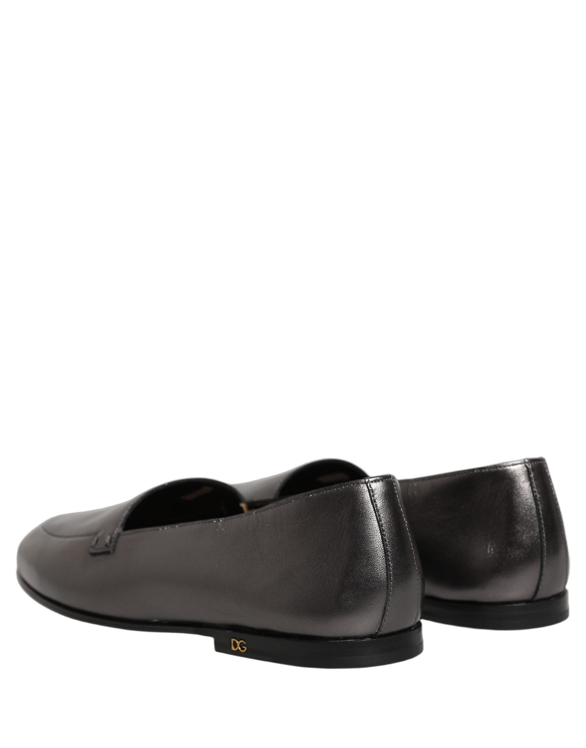Silver Leather DG Logo Slip On Loafers Shoes