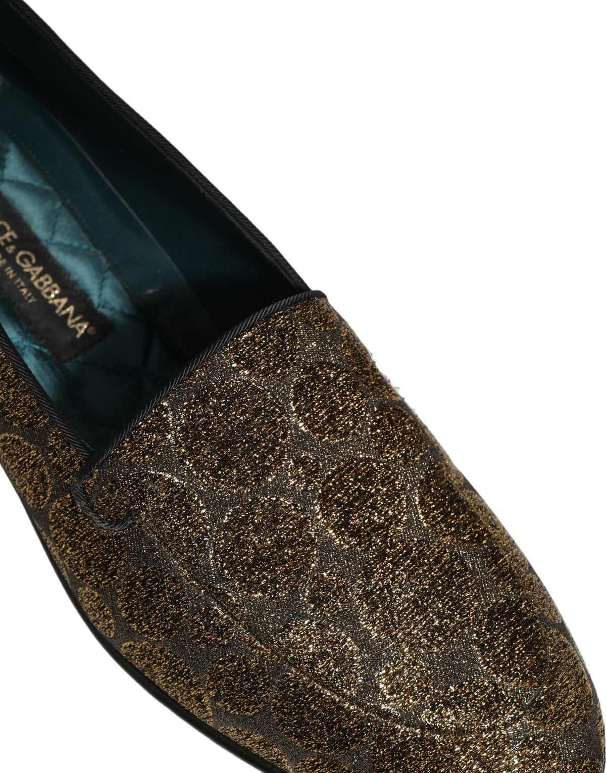 Gold Lurex Glitter Men Slip On Loafers Shoes