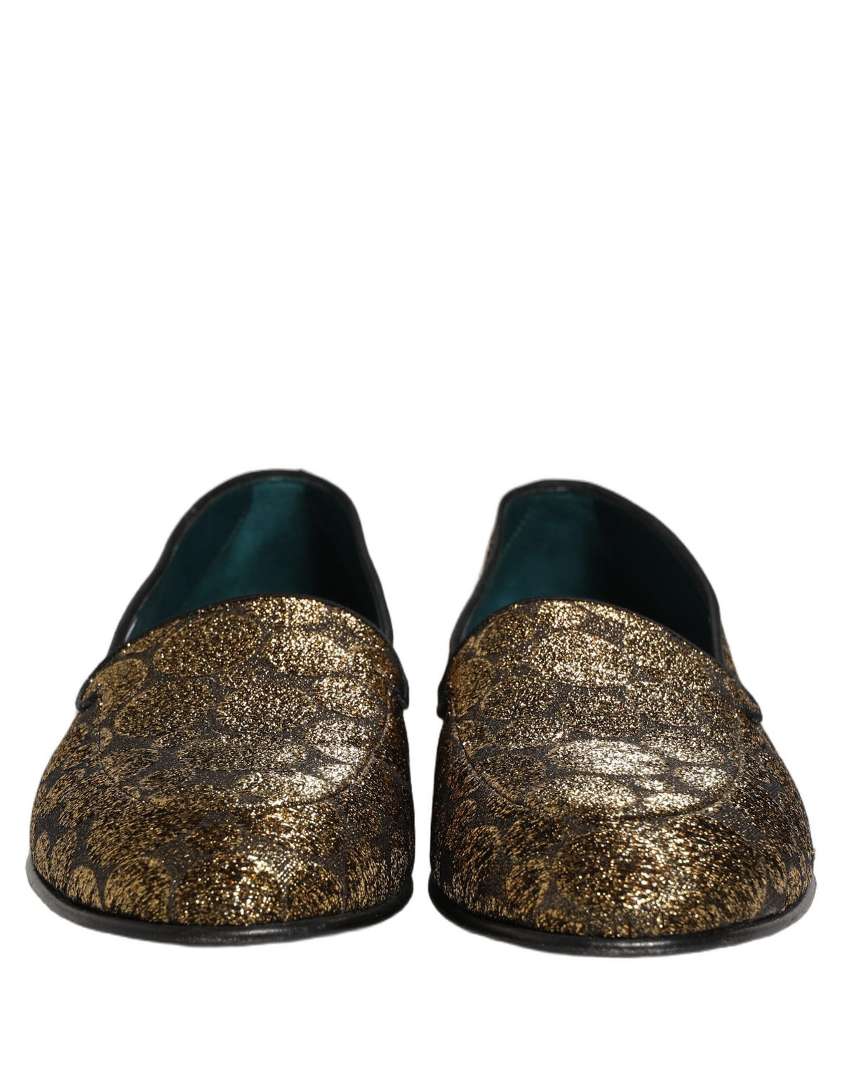 Gold Lurex Glitter Men Slip On Loafers Shoes