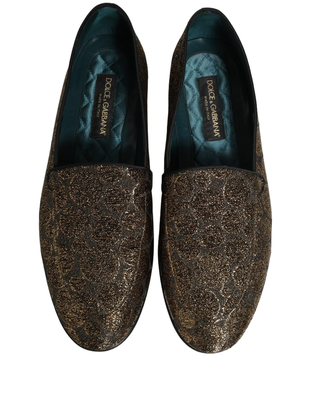 Gold Lurex Glitter Men Slip On Loafers Shoes