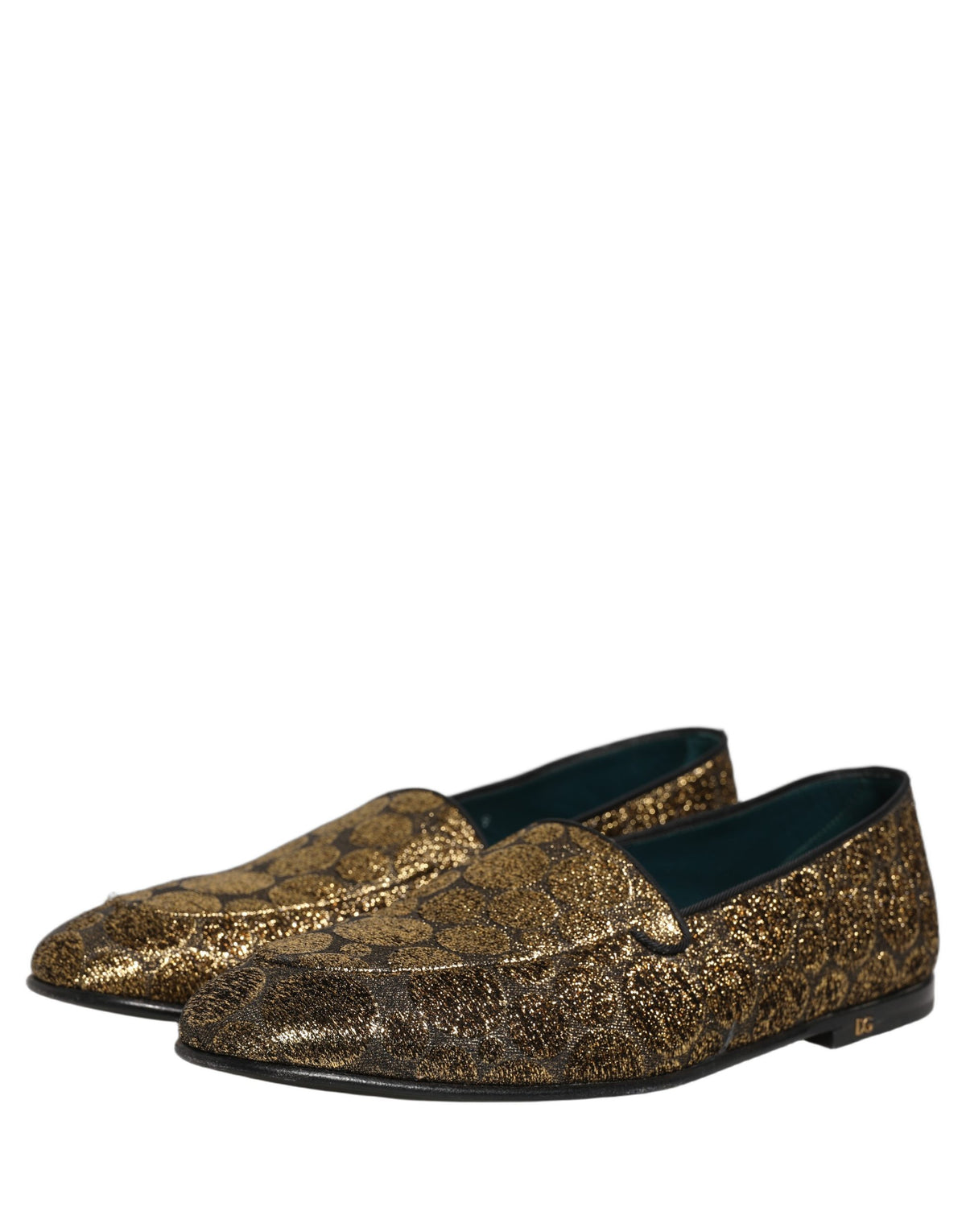 Gold Lurex Glitter Men Slip On Loafers Shoes