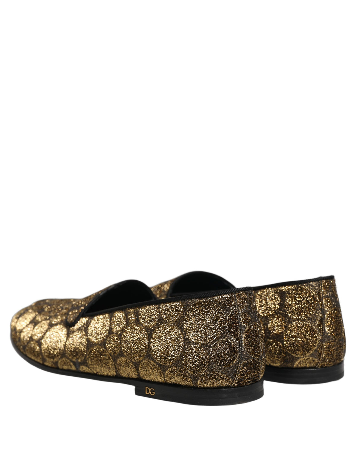 Gold Lurex Glitter Men Slip On Loafers Shoes