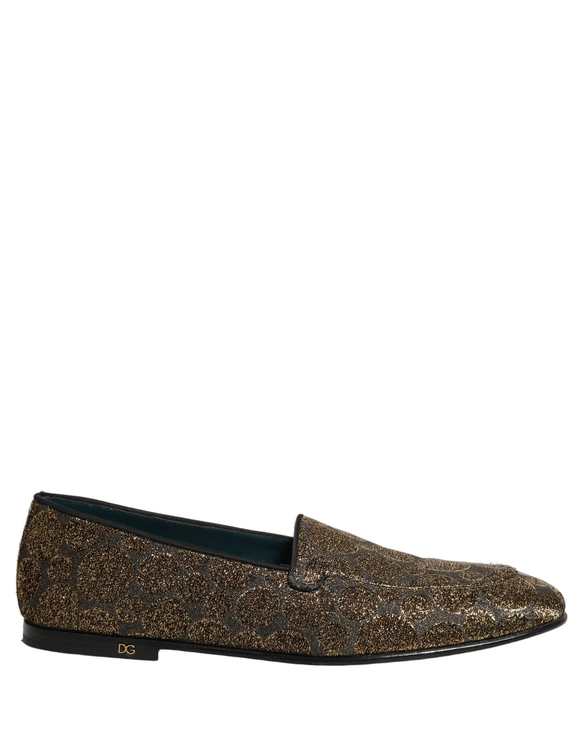 Gold Lurex Glitter Men Slip On Loafers Shoes