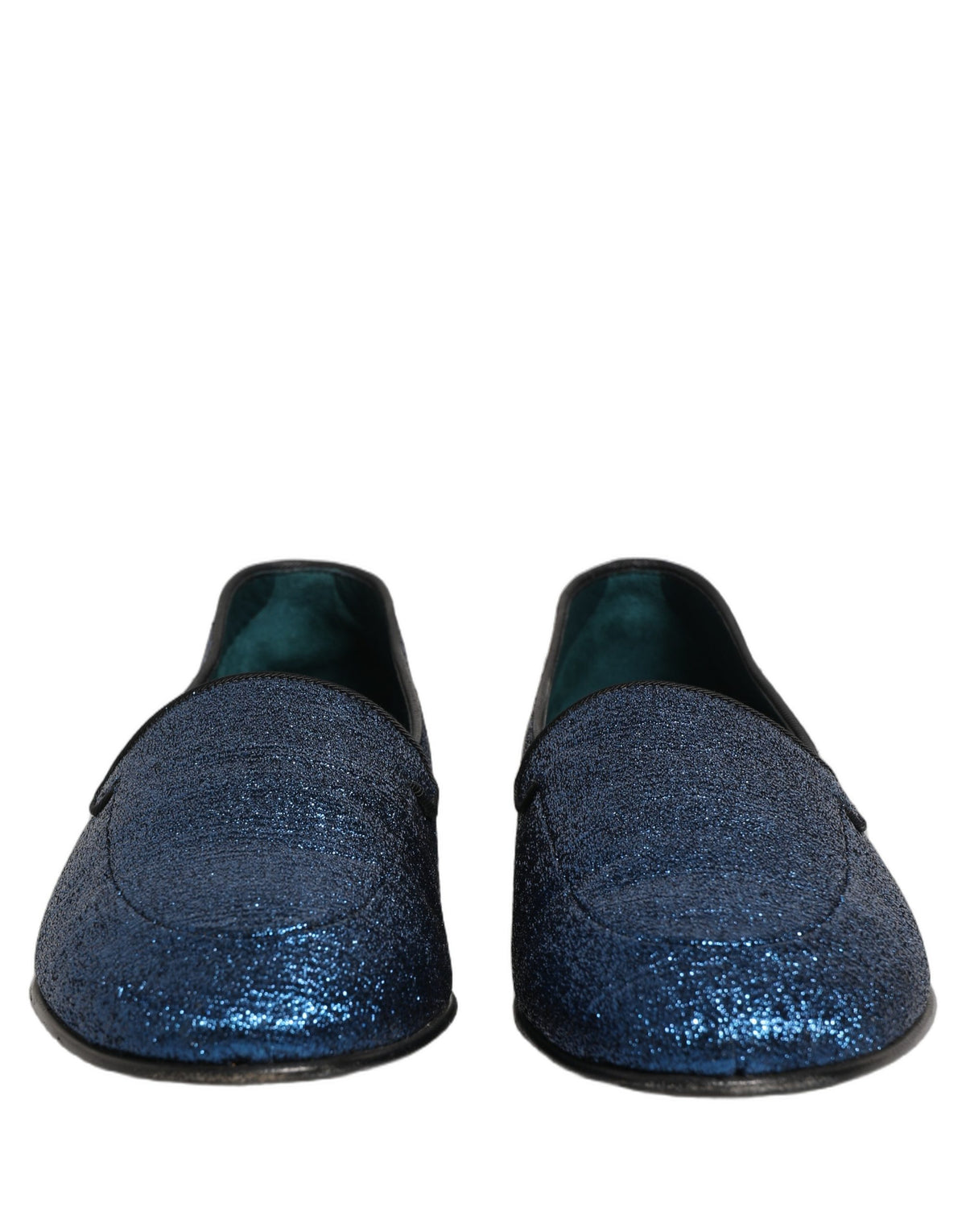 Blue Glitter Lurex DG Logo Dress Loafers Shoes