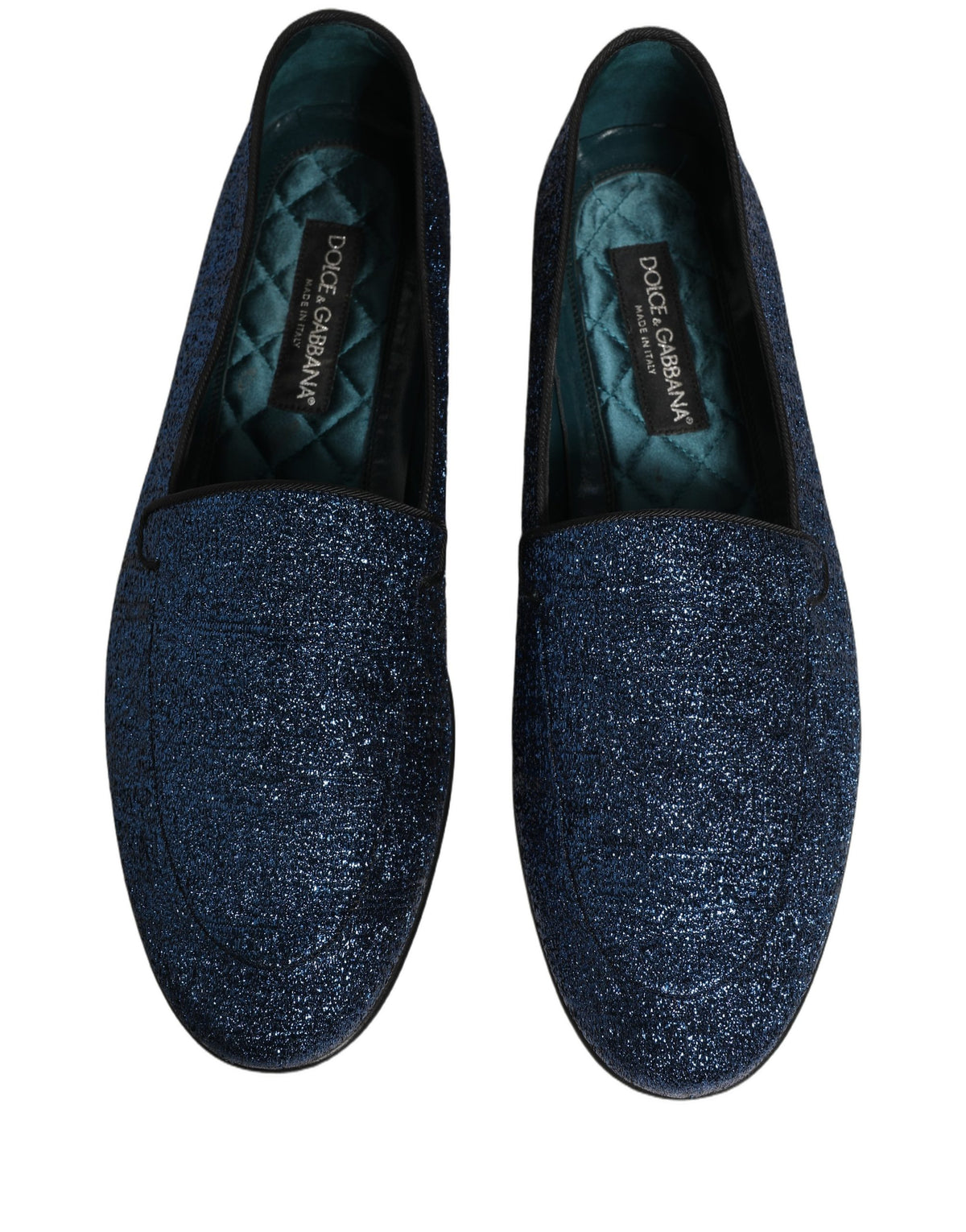 Blue Glitter Lurex DG Logo Dress Loafers Shoes