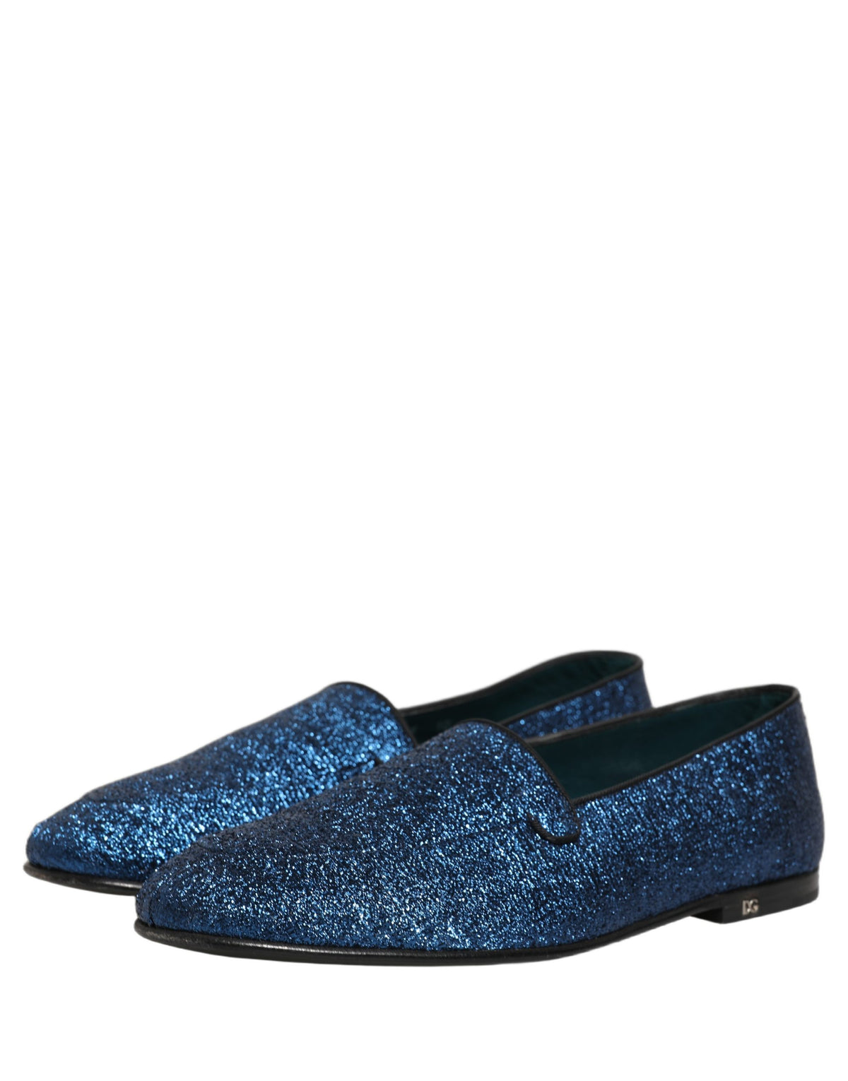Blue Glitter Lurex DG Logo Dress Loafers Shoes
