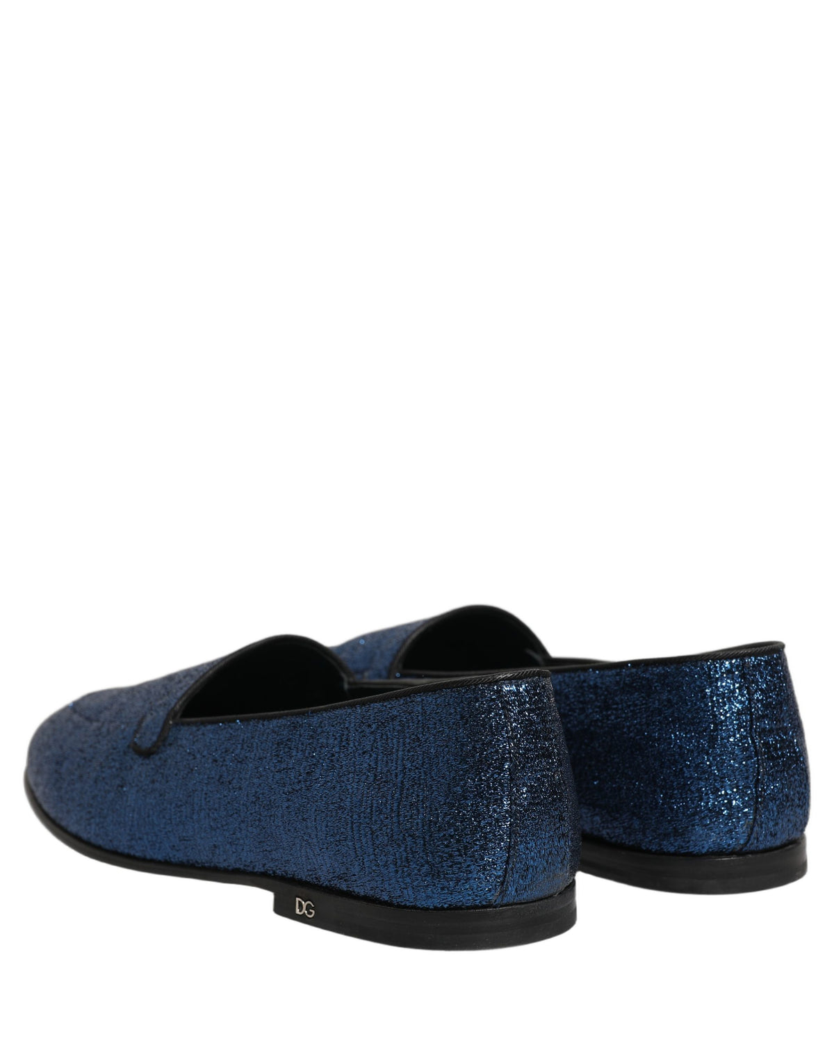 Blue Glitter Lurex DG Logo Dress Loafers Shoes