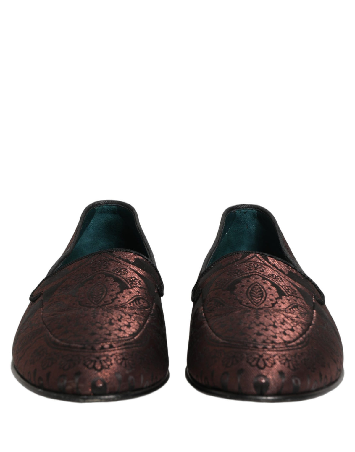 Maroon Jacquard Leather Slip On Loafers Shoes