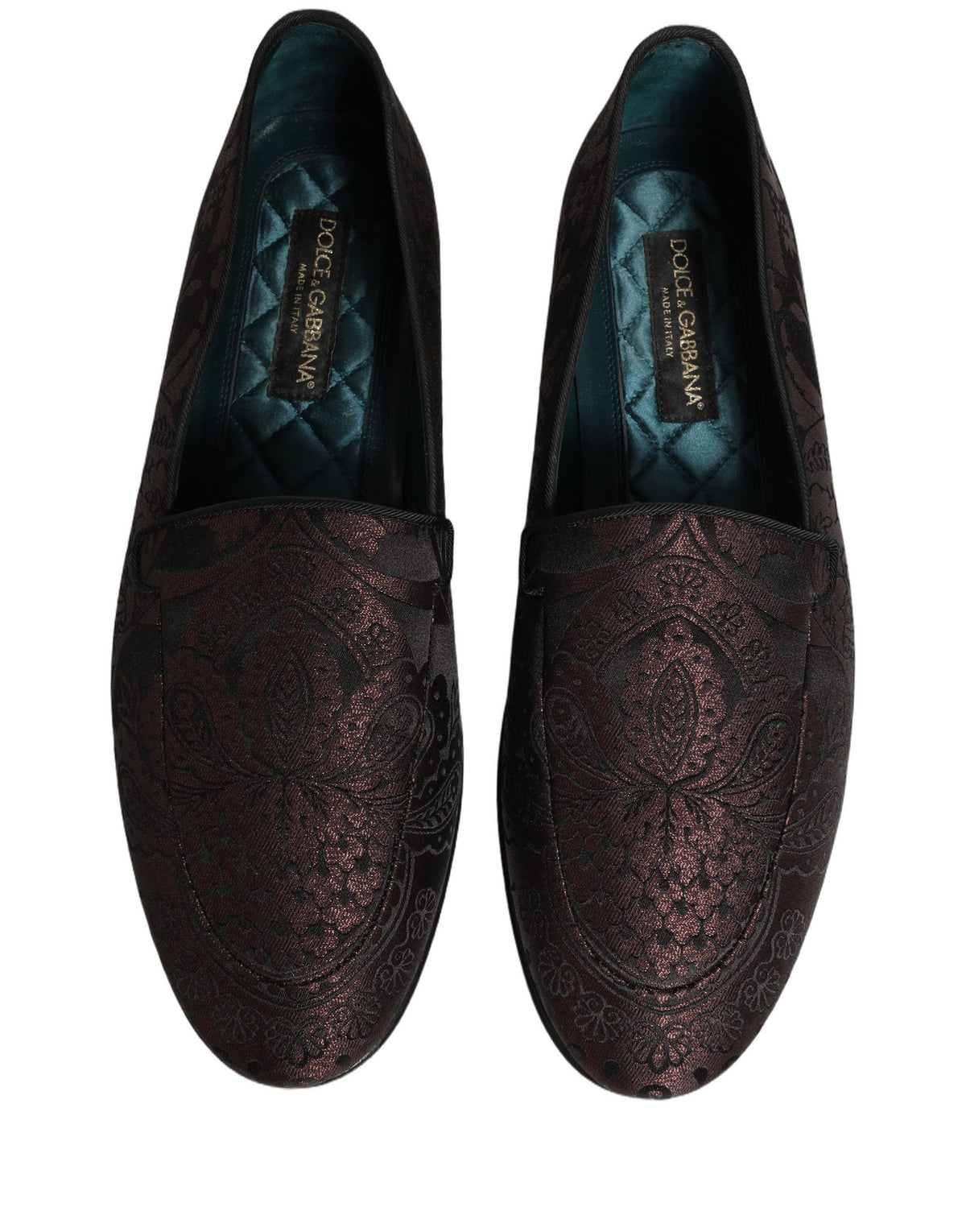 Maroon Jacquard Leather Slip On Loafers Shoes