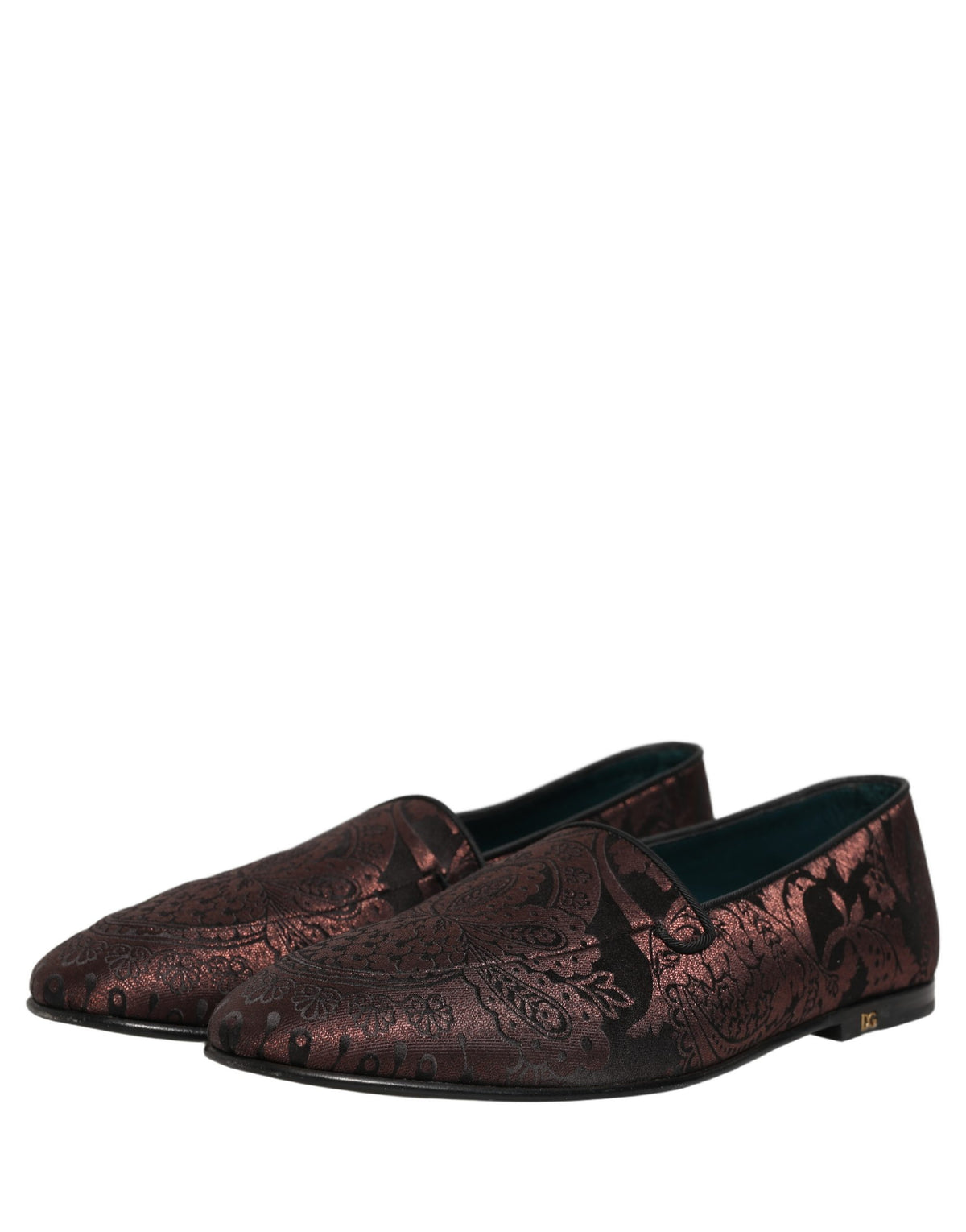 Maroon Jacquard Leather Slip On Loafers Shoes