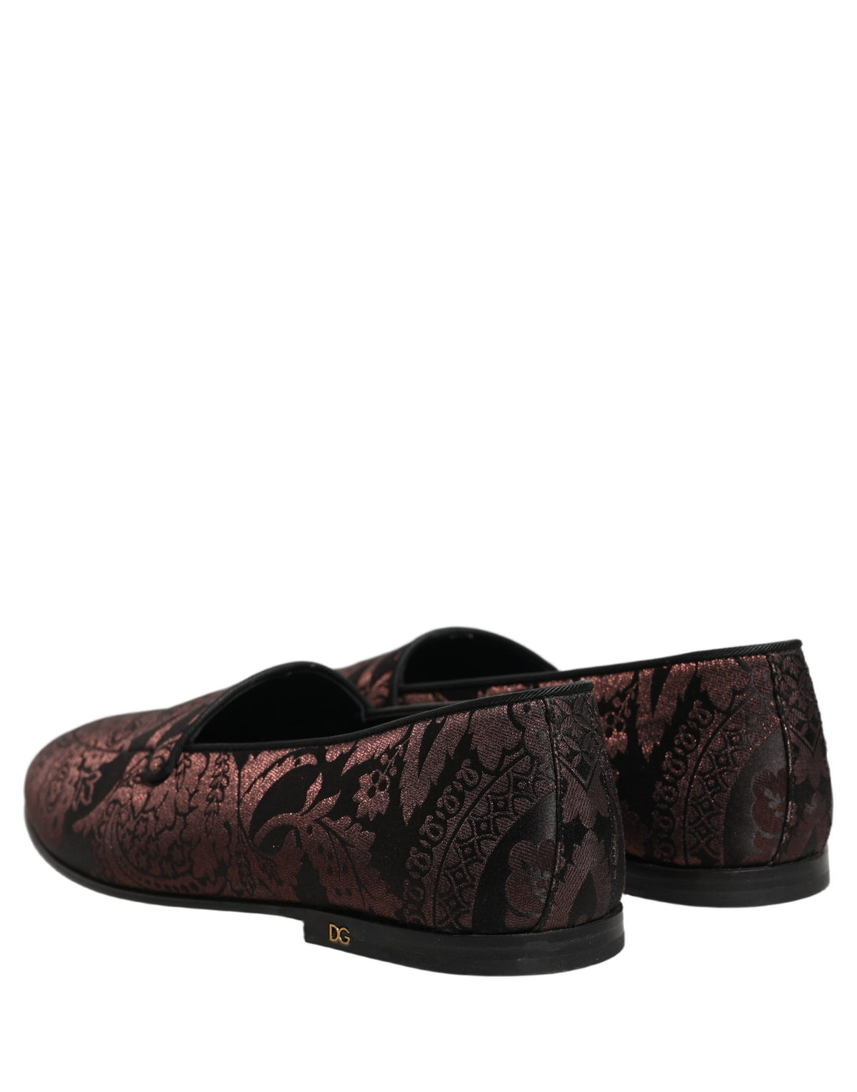 Maroon Jacquard Leather Slip On Loafers Shoes