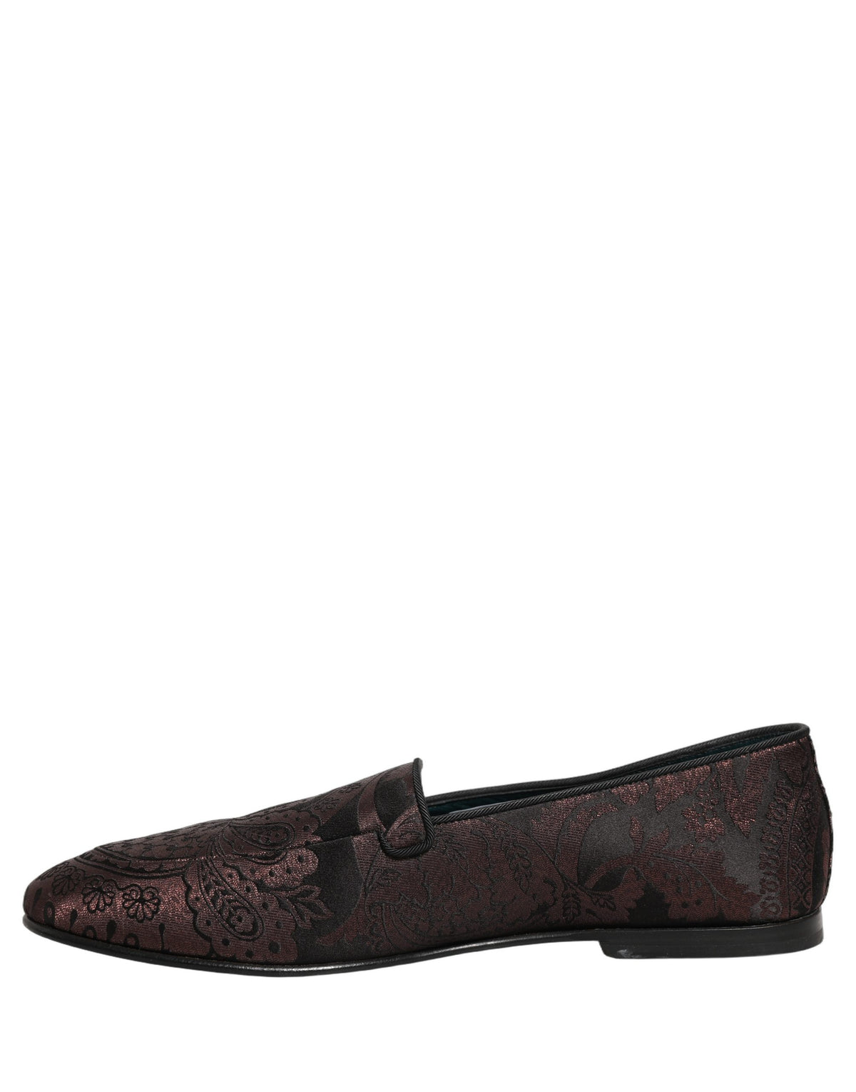 Maroon Jacquard Leather Slip On Loafers Shoes