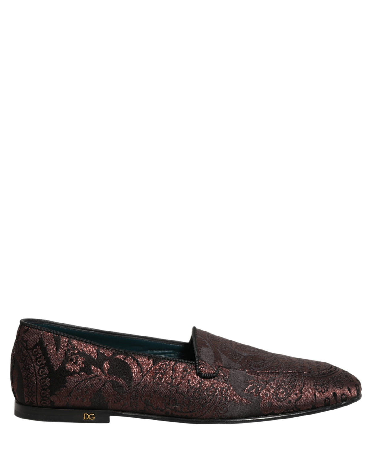 Maroon Jacquard Leather Slip On Loafers Shoes