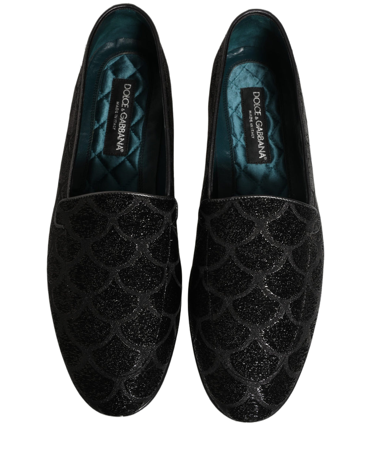 Black Glitter Brocade Men Dress Loafers Shoes