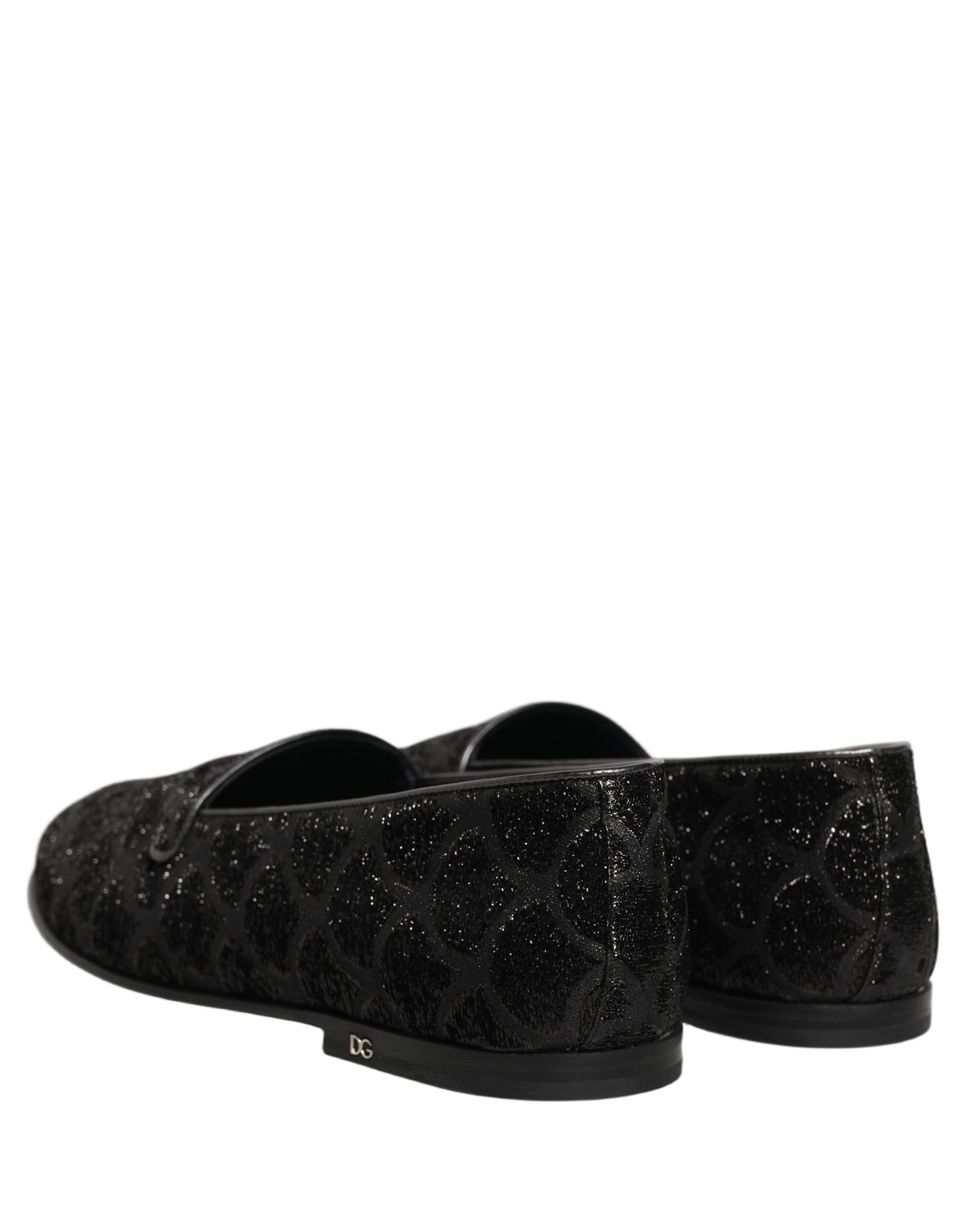 Black Glitter Brocade Men Dress Loafers Shoes