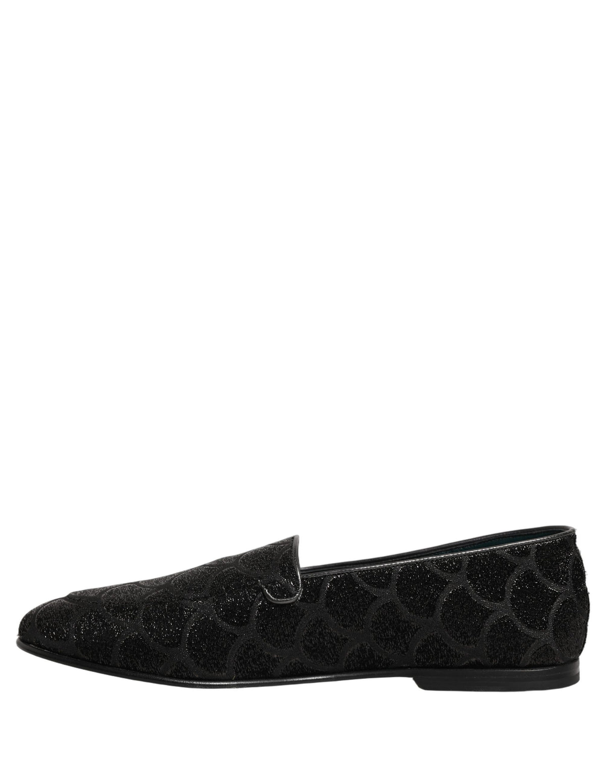 Black Glitter Brocade Men Dress Loafers Shoes