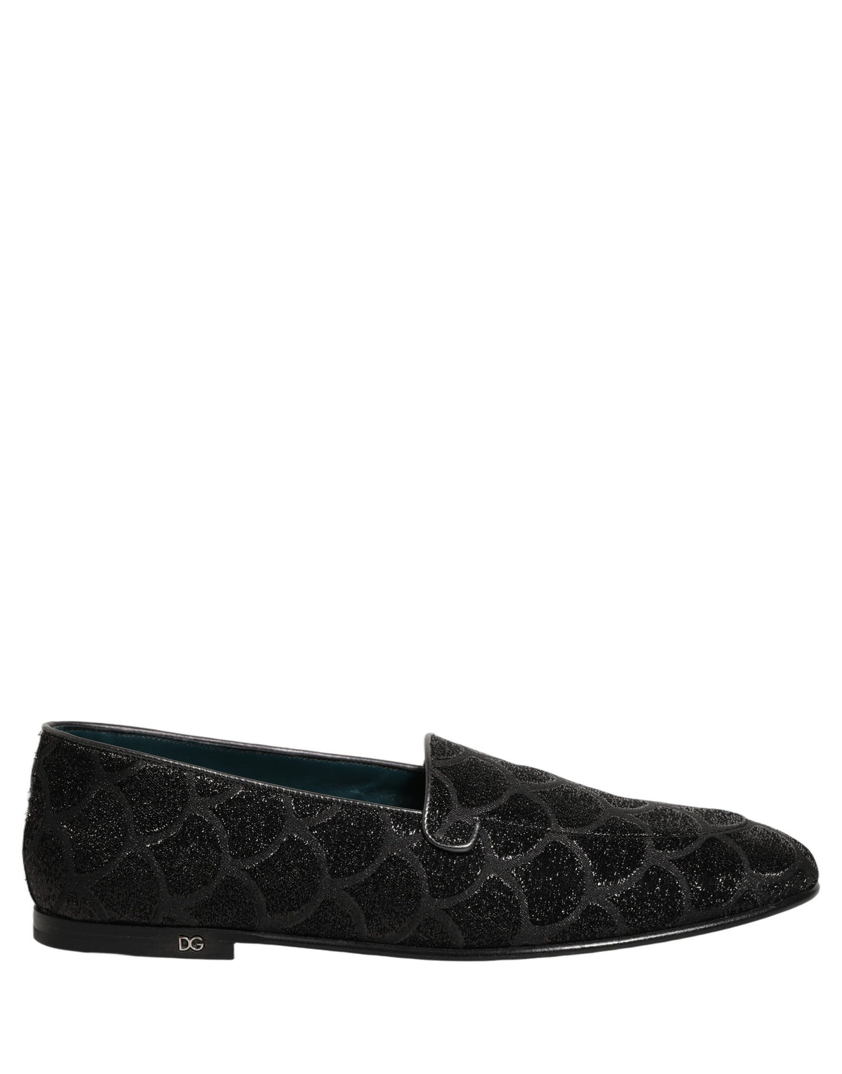 Black Glitter Brocade Men Dress Loafers Shoes
