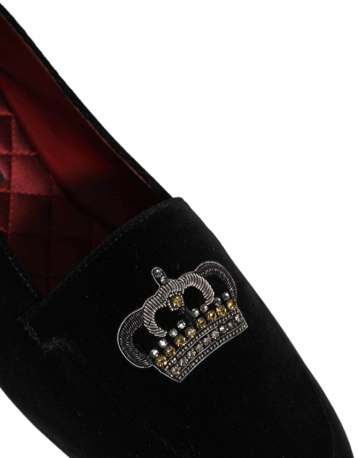 Black Crown Embellished Dress Loafers Shoes