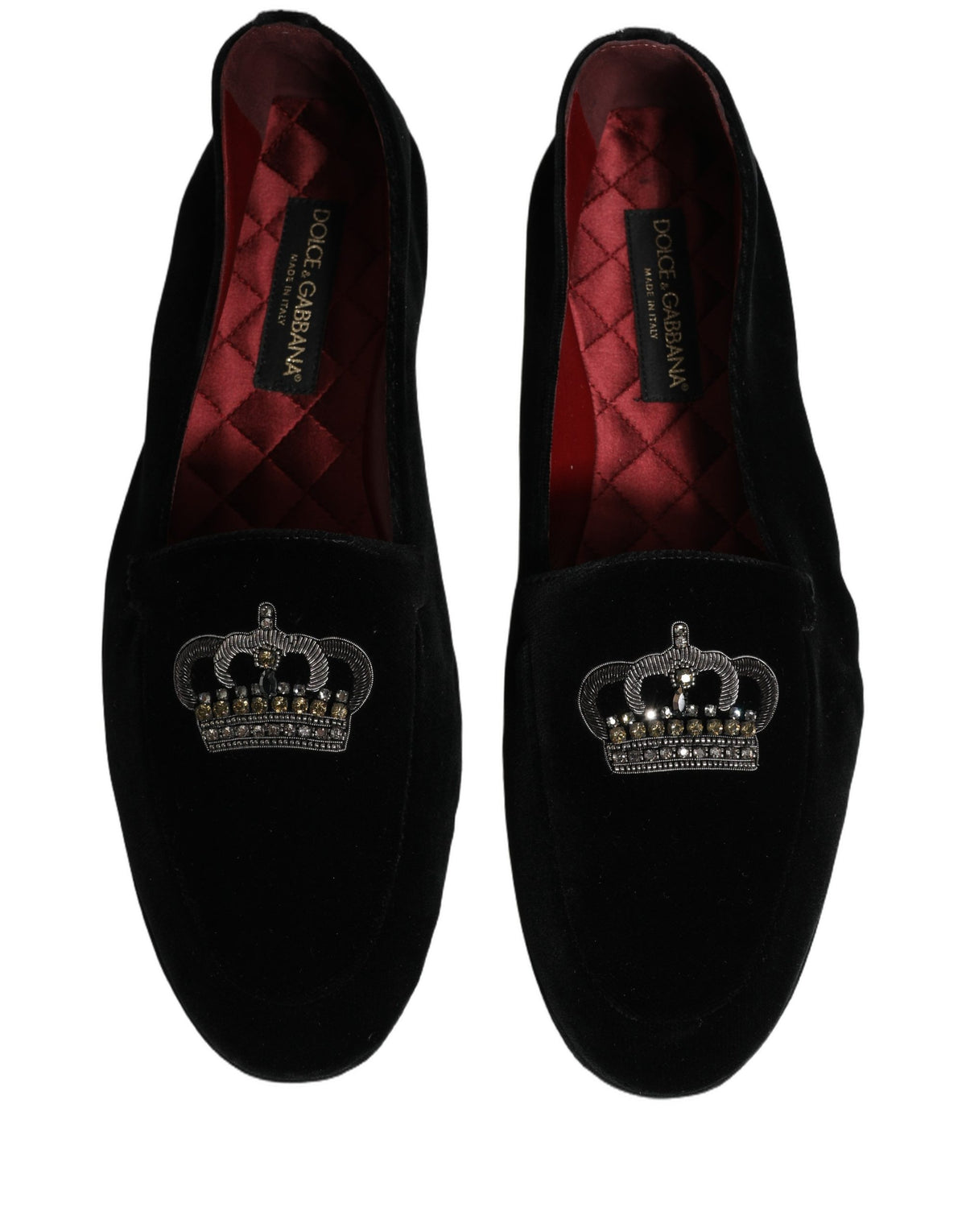 Black Crown Embellished Dress Loafers Shoes