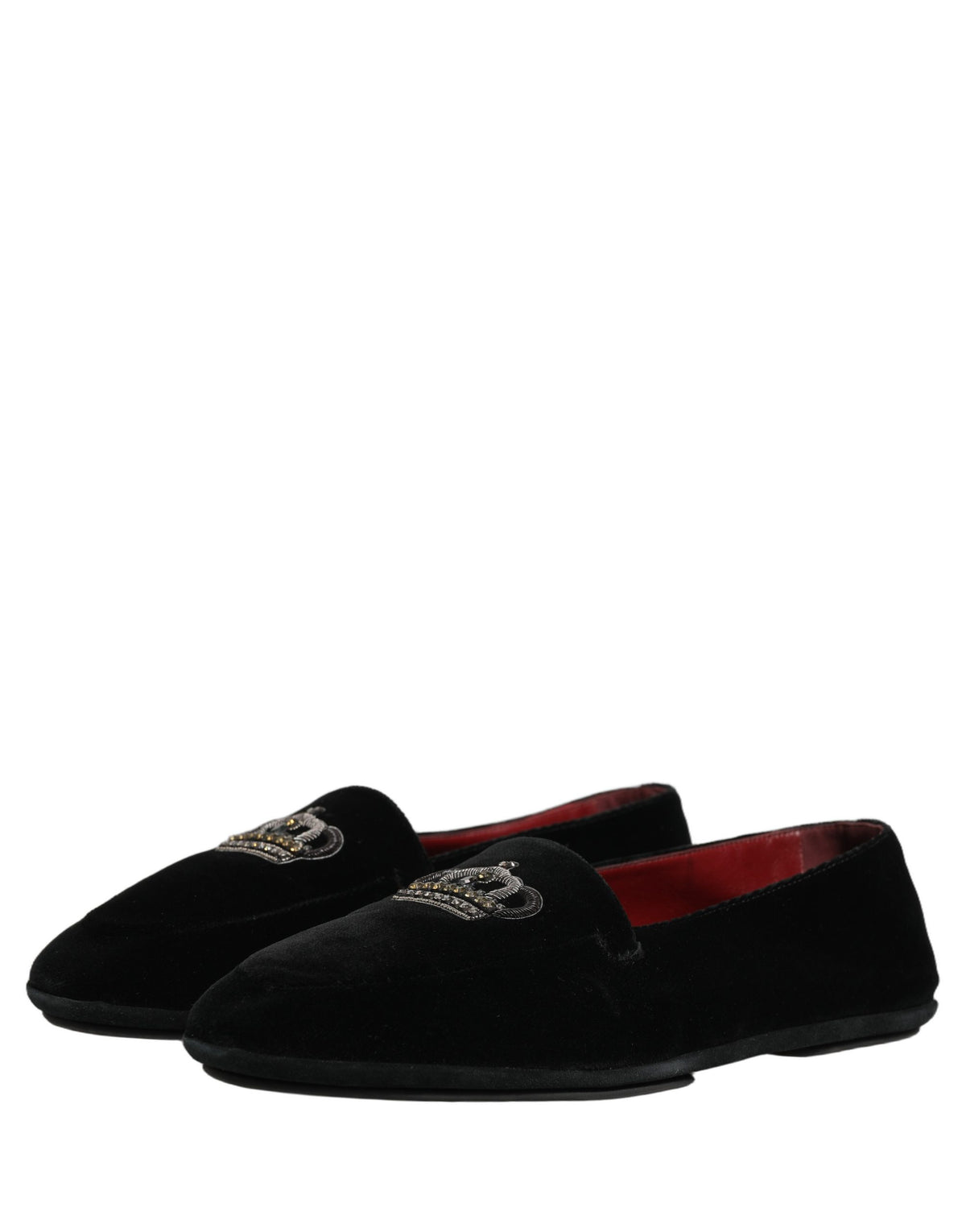 Black Crown Embellished Dress Loafers Shoes