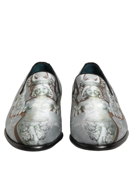 Gray Baroque Angel Velvet Men Loafers Shoes