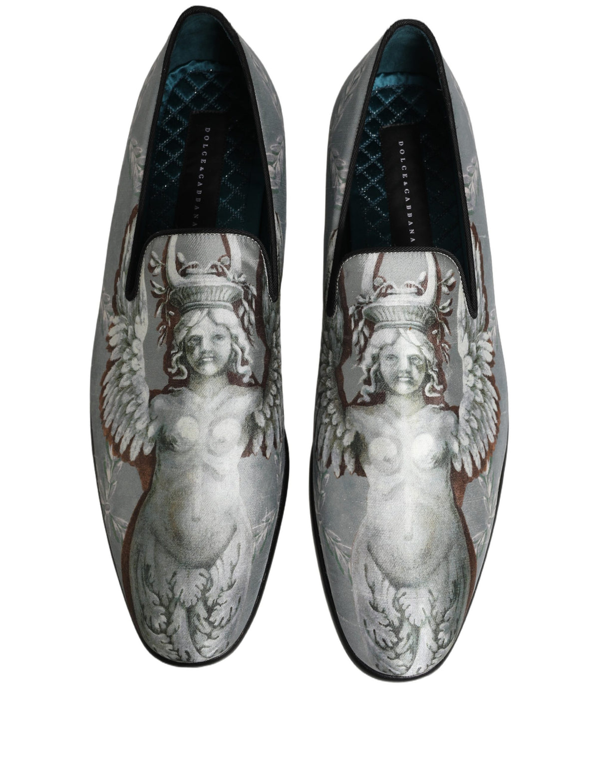 Gray Baroque Angel Velvet Men Loafers Shoes
