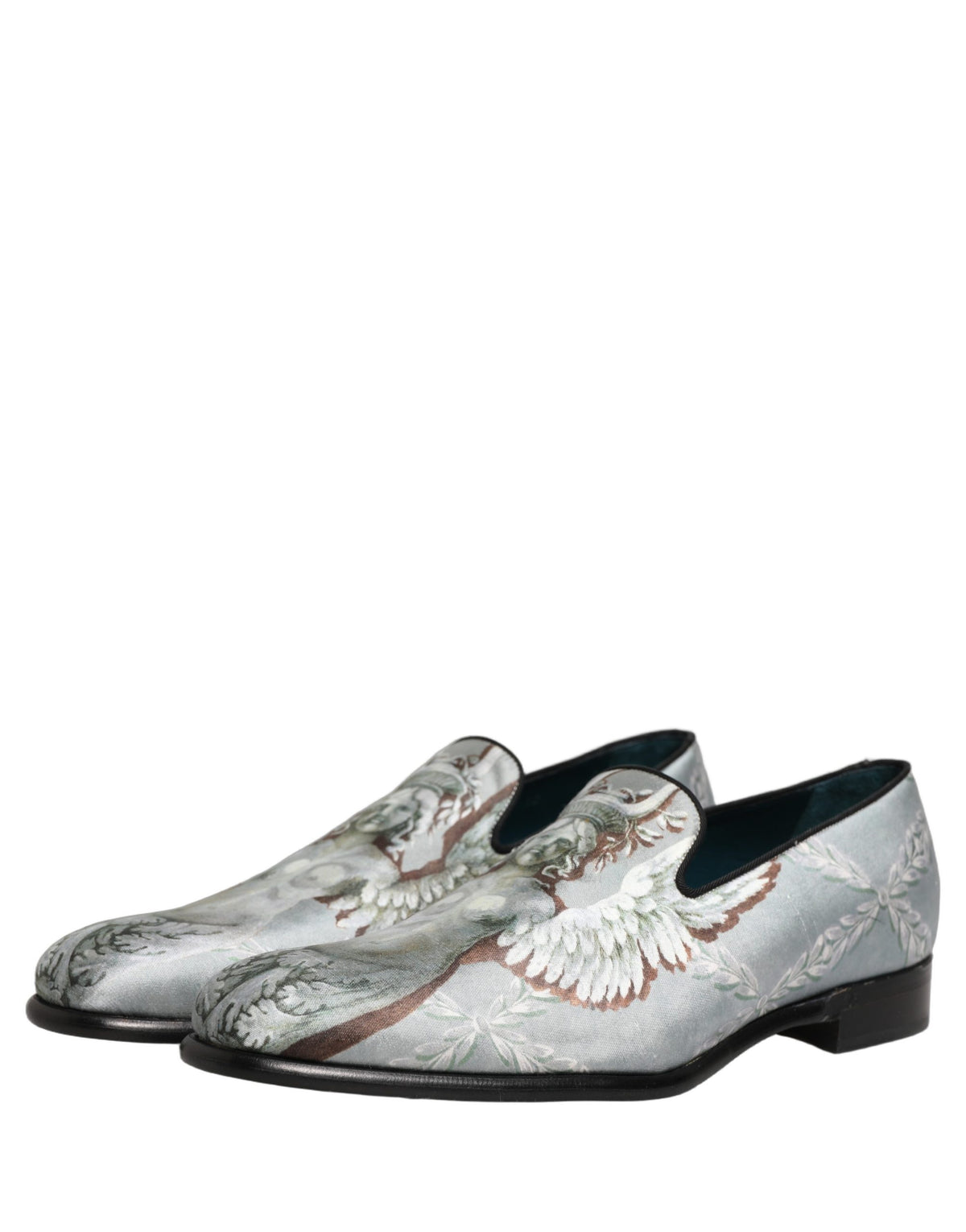 Gray Baroque Angel Velvet Men Loafers Shoes
