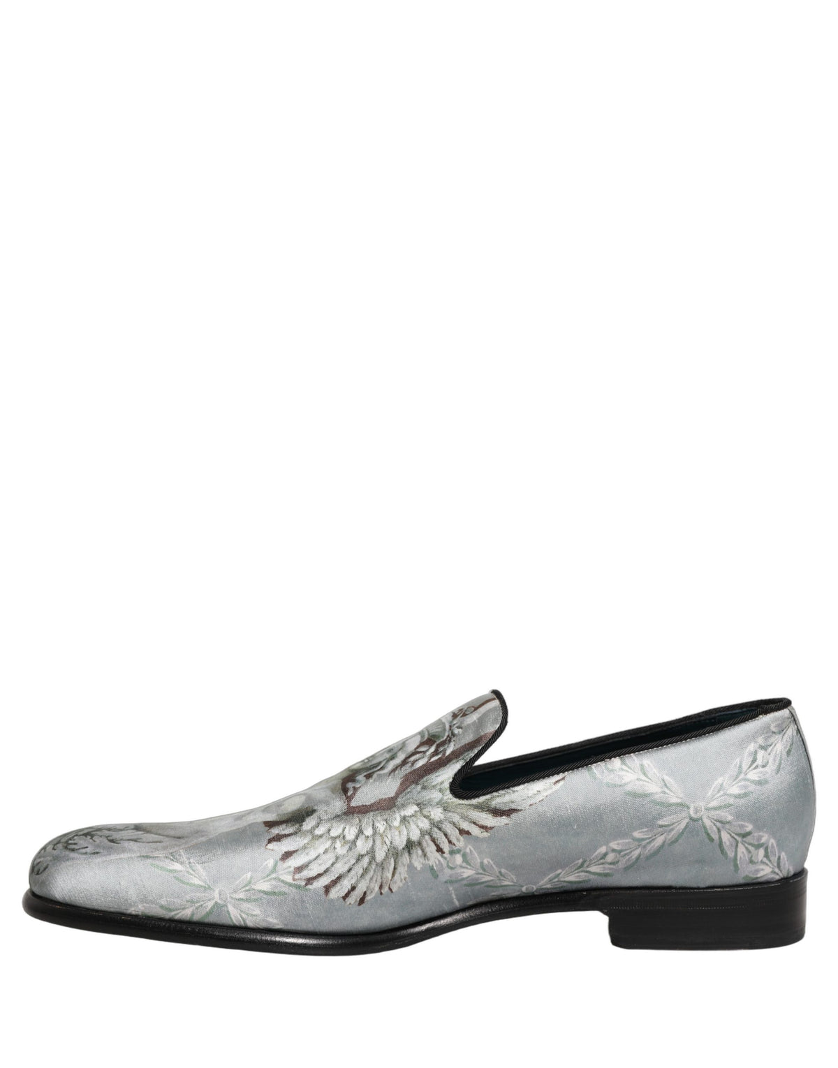 Gray Baroque Angel Velvet Men Loafers Shoes